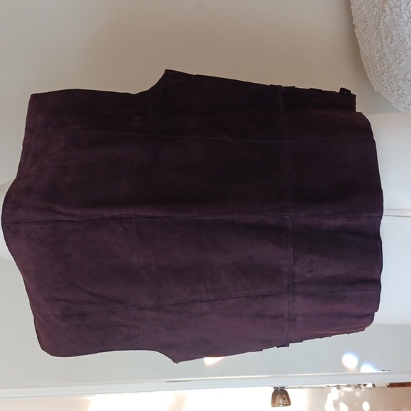 Worth sleeveless vest genuine leather suede Outerwear round neck cropped brown M - Picture 5 of 11